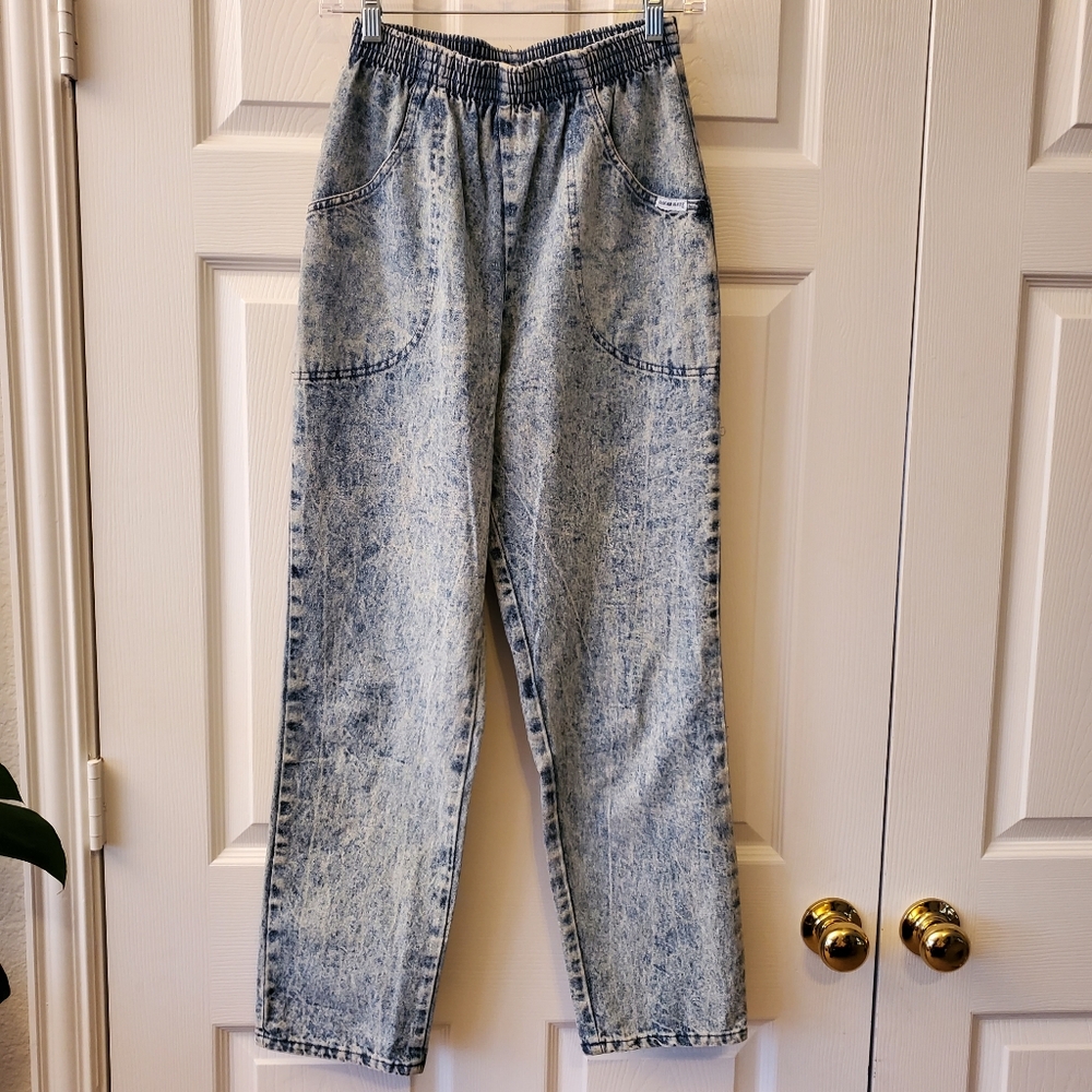 80s Cascade Blues Acid Wash Elastic Waist Jeans
